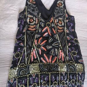 Free People Black Dress with Vibrant Embroidery